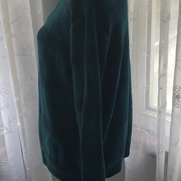 Chaps green sweater striped high neck SZ L - Picture 4 of 8